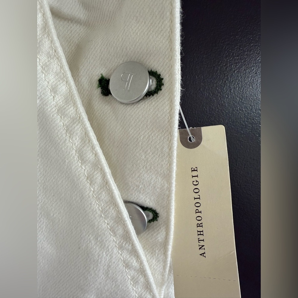 Anthropologie Pilcro Kenna Heritage White & Green Barrel Overalls • S • NWT - Picture 10 of 14